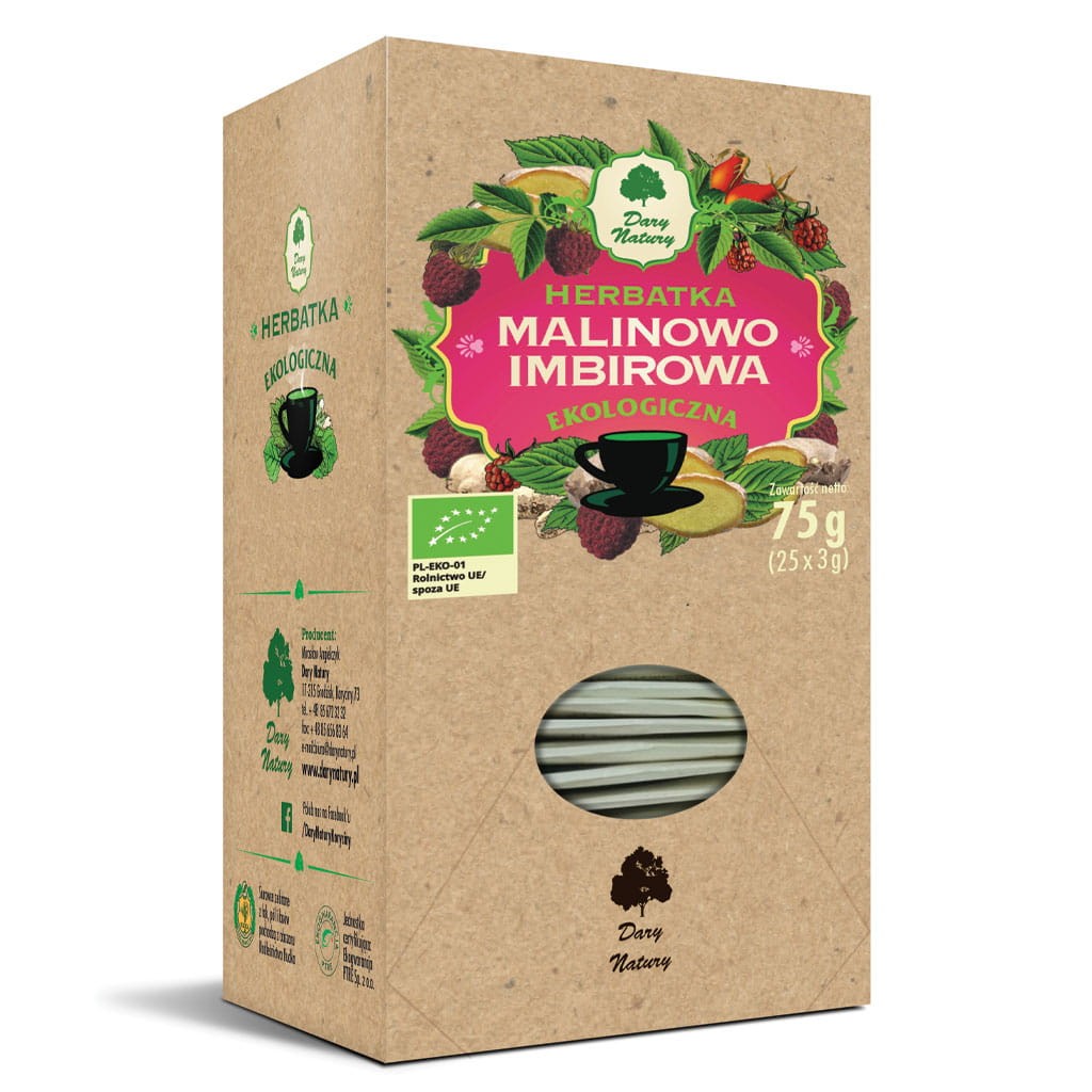 Herbatka Malinowo-Imbirowa BIO 75g - Dary Natury