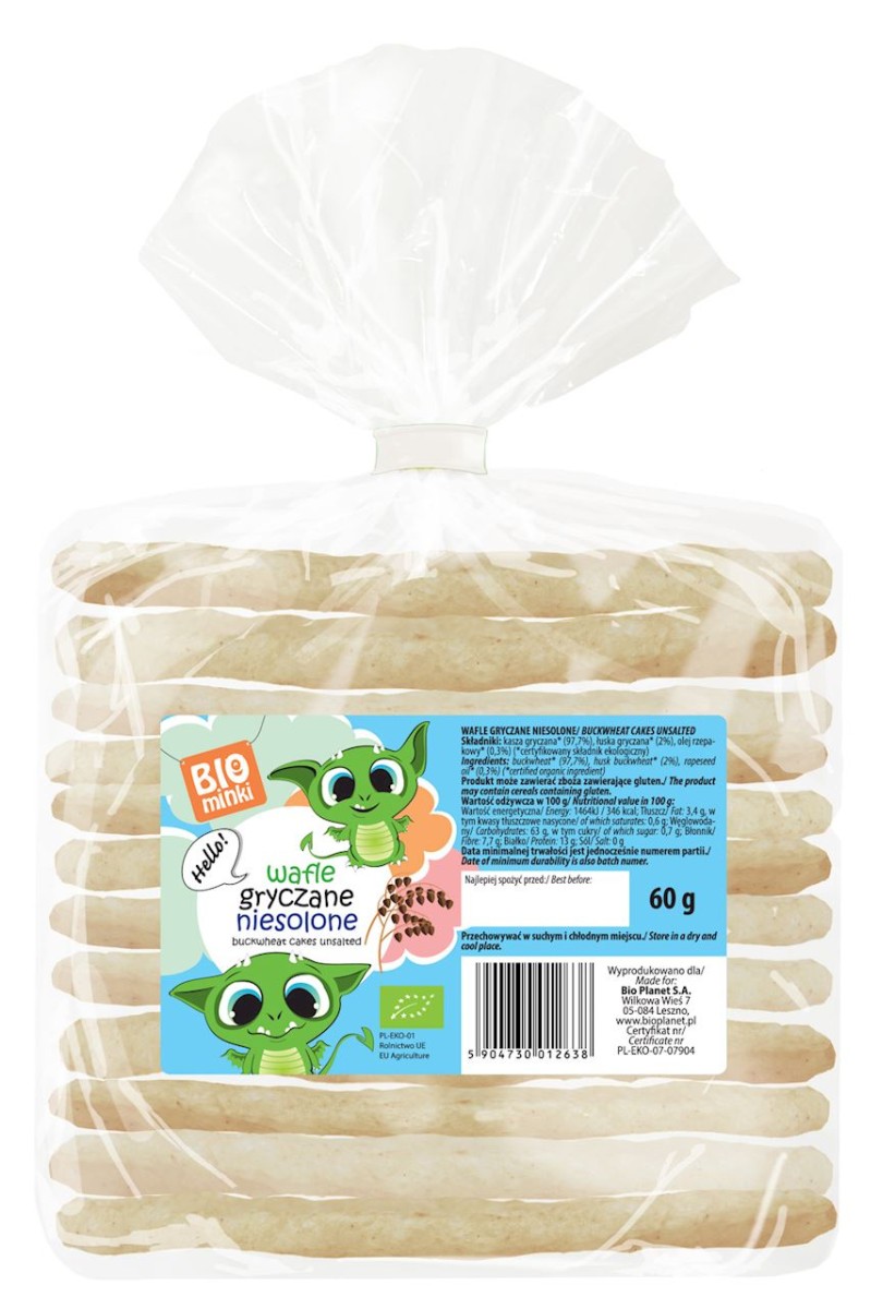 Wafle Gryczane Niesolone BIO 60g - Biominki