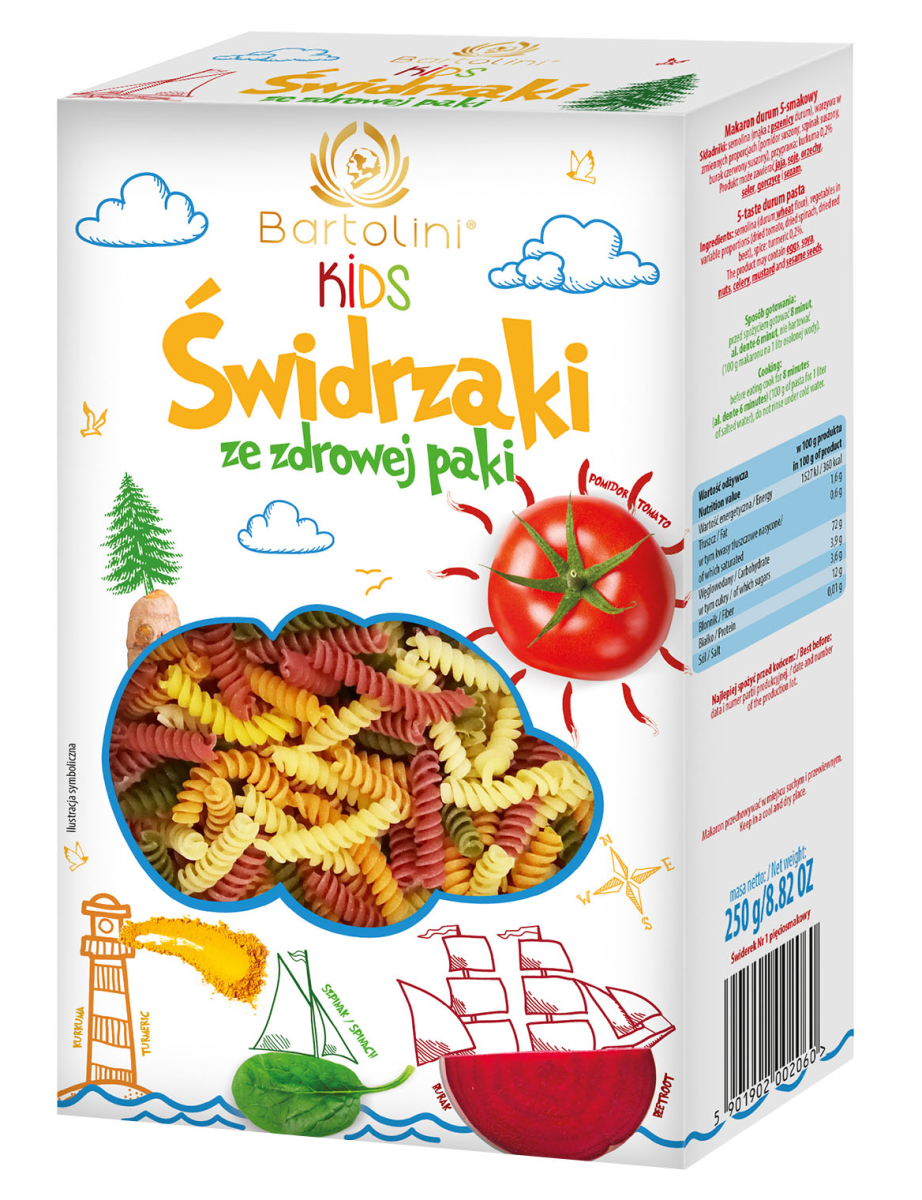 Makaron KIDS Świdrzaki 250g - Bartolini