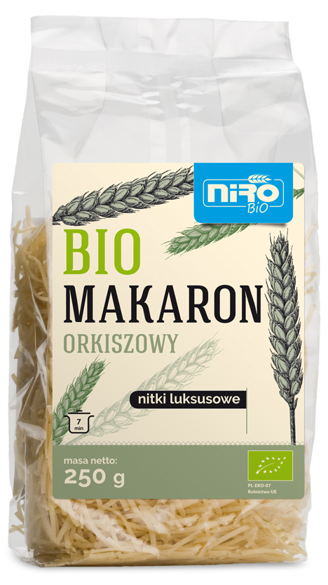 Makaron Orkiszowy Nitki Luksusowe BIO 250g - Niro