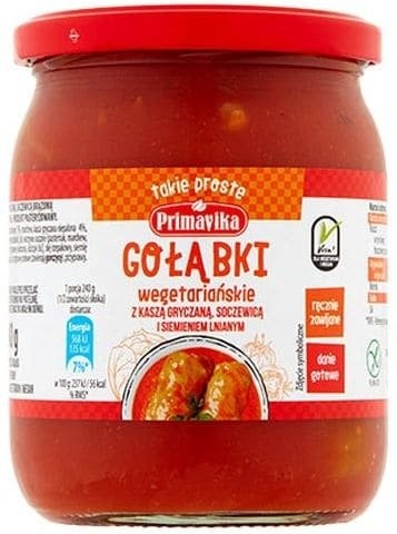 Gołąbki Wegetariańskie z Kaszą Gryczaną Soczewicą i Siemieniem Lnianym 480g - Primavika
