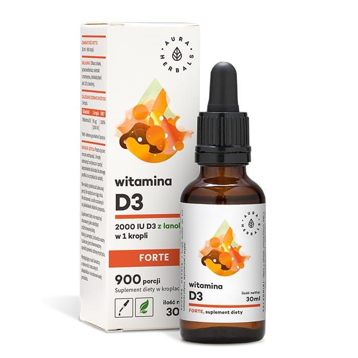 Witamina D3 Forte 2000IU krople 30ml - Aura Herbals