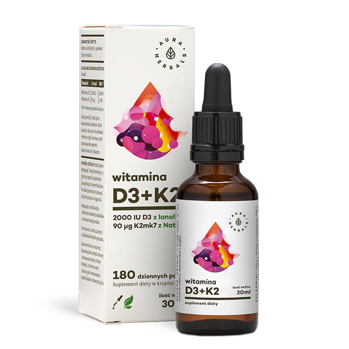 Witamina D3 2000IU + K2MK7 30ml - Aura Herbals