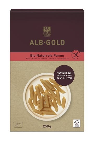 Makaron Ryżowy Razowy Penne bezglutenowy BIO 250g - Albgold