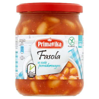 Fasola w Sosie Pomidorowym bezglutenowa 440g - Primavika