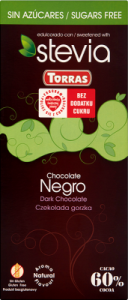 Czekolada Gorzka ze Stewią bez dodatku cukru bezglutenowa 100g - Torras