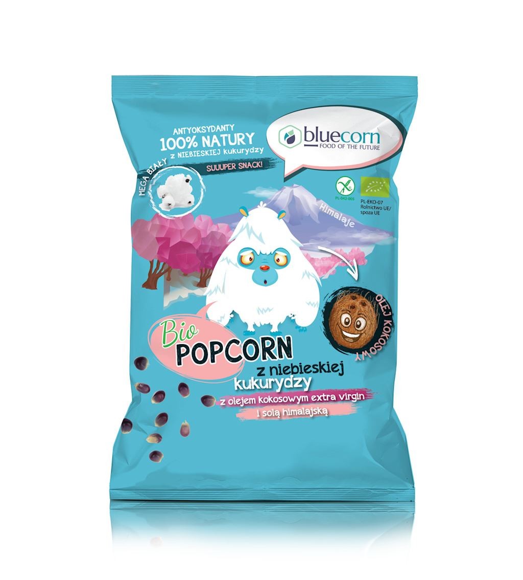 Popcorn z Niebieskiej Kukurydzy z Olejem Kokosowym i Solą Himalajską bezglutenowy BIO 50g - Popcrop
