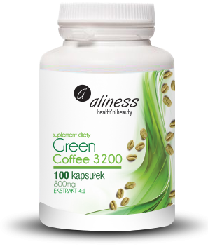 Green Coffee 3200 Zielona Kawa 800mg 100 Kapsułek - Aliness