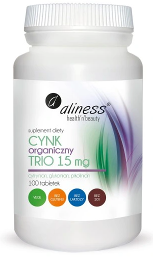 Cynk Organiczny Trio 15mg 100 Tabletek - Aliness