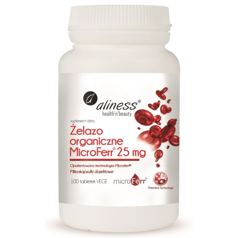 Żelazo Organiczne MicroFerr 25mg 100 Tabletek - Aliness