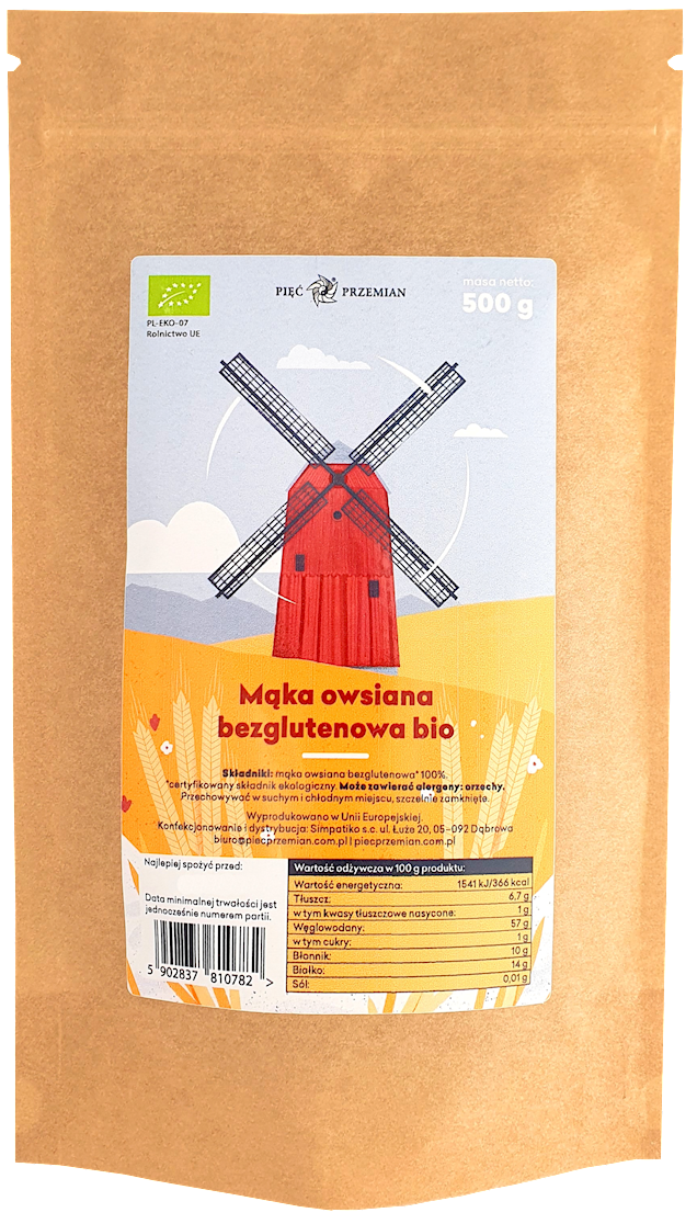 Mąka Owsiana bezglutenowa BIO 500g - Pięć Przemian