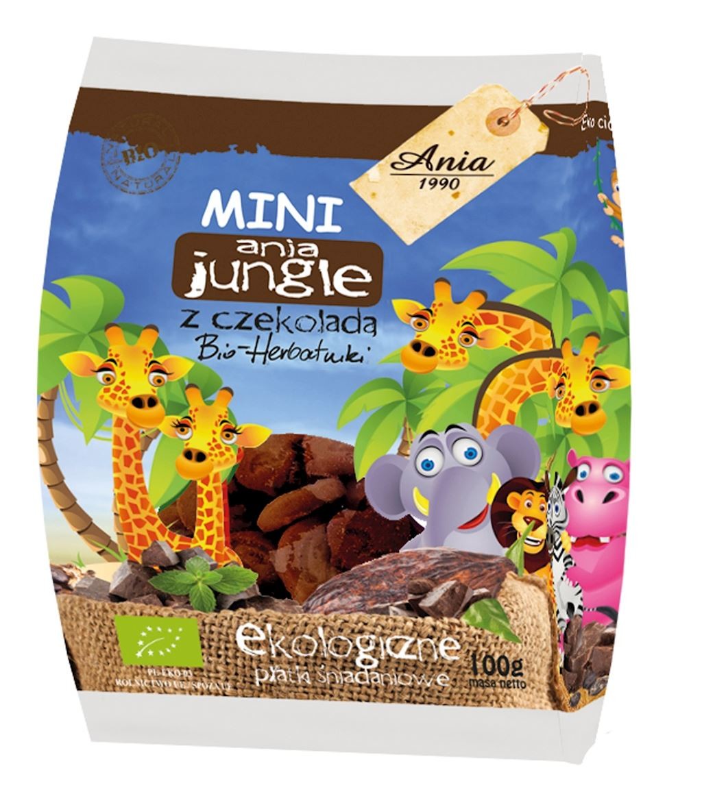 Ciasteczka z Czekoladą Mini Jungle BIO 100g - Ania