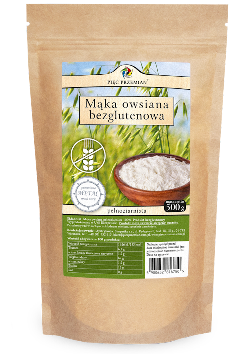 Mąka Owsiana bezglutenowa 500g - Pięć Przemian