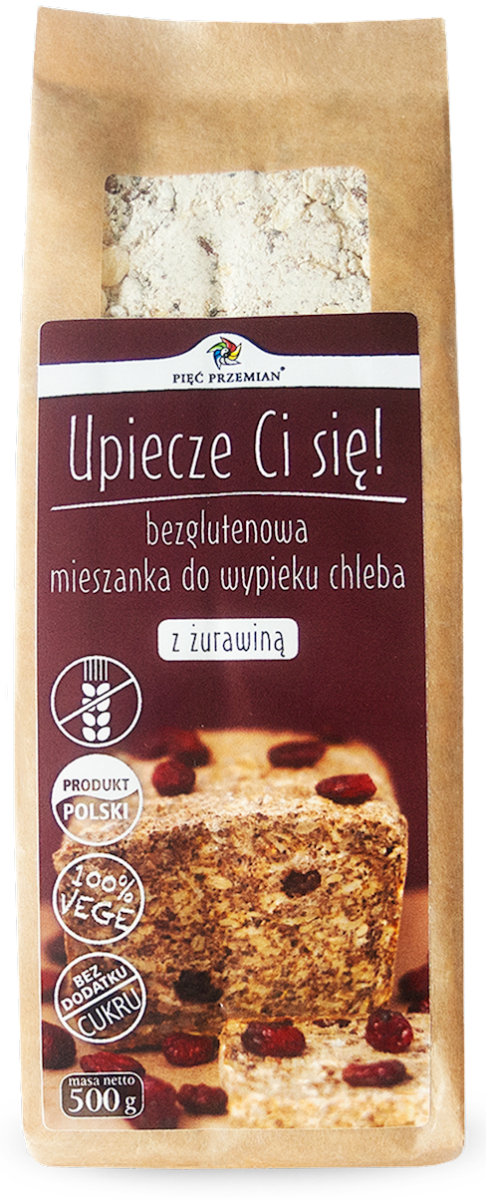 Mieszanka Chleba bezglutenowego z Żurawiną 500g - Pięć Przemian