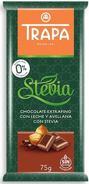 Czekolada Mleczna z Orzechami Laskowymi ze Stewią 75g - Trapa