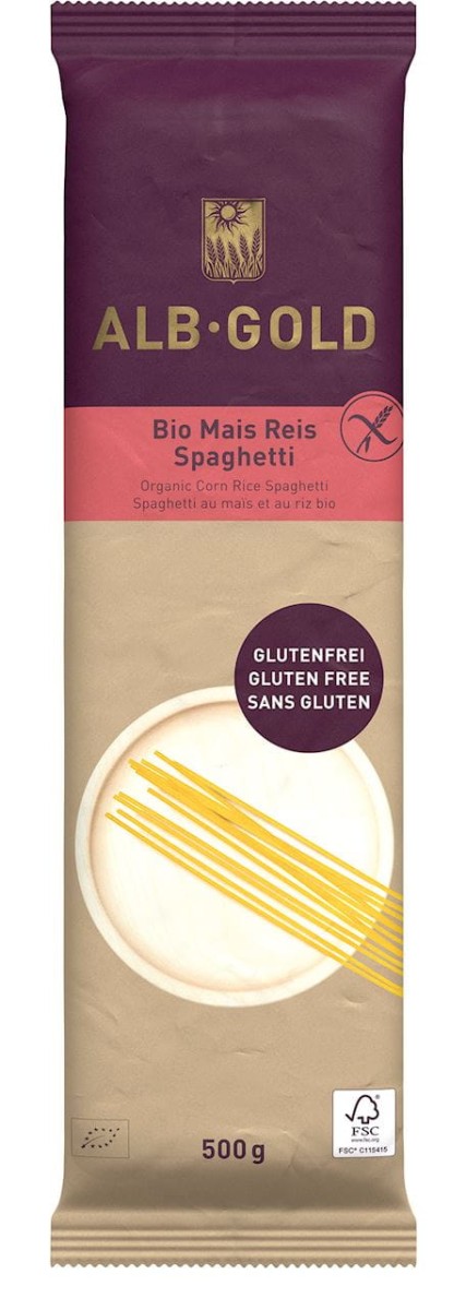 Makaron Kukurydziano Ryżowy Spaghetti bezglutenowy BIO 500g - Alb Gold