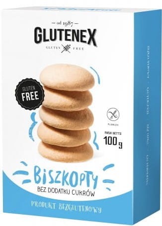 Biszkopty bezglutenowe bez dodatku cukru 100g - Glutenex