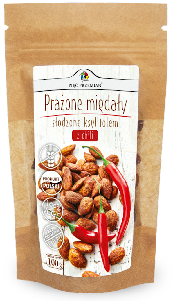 Prażone Migdały z Ksylitolem i Chilli 100g - Pięć Przemian