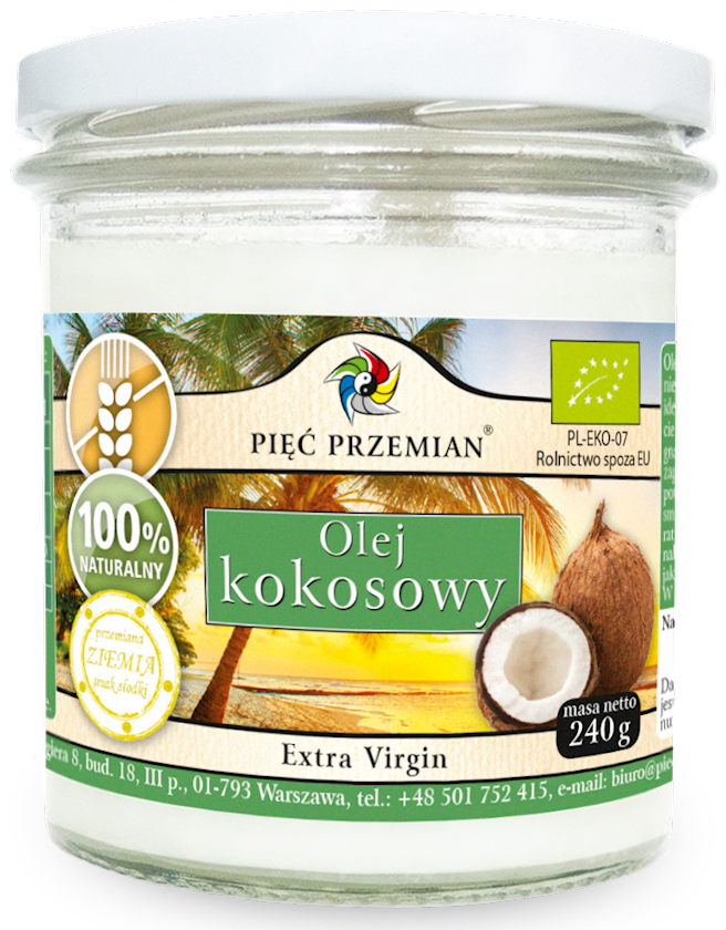 Olej Kokosowy Extra Virgin BIO 240g - Pięć Przemian