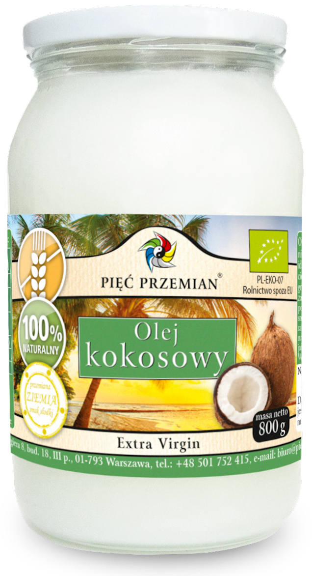 Olej Kokosowy Extra Virgin BIO 800g - Pięć Przemian