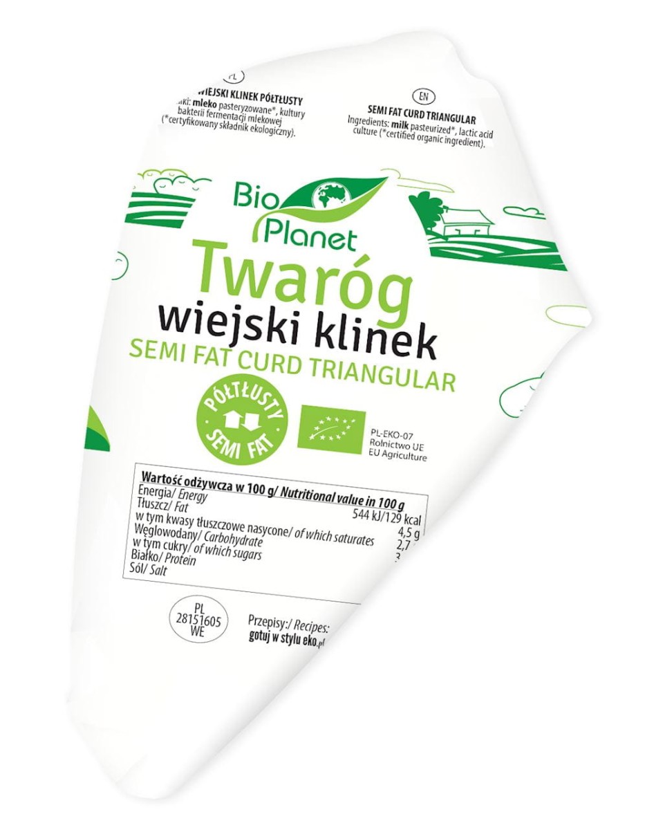 Twaróg Wiejski Klinek Półtłusty BIO 300g - Bio Planet