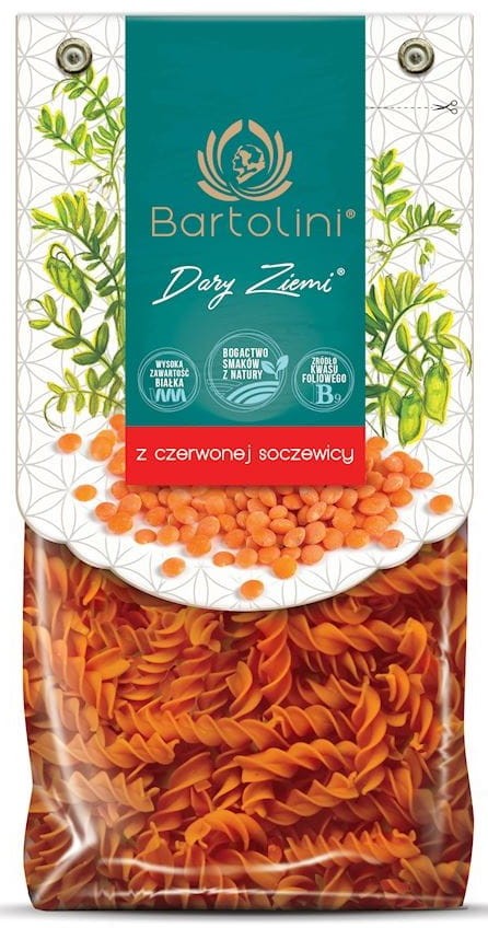 Makaron z Czerwonej Soczewicy Świderek BIO 250g - Bartolini