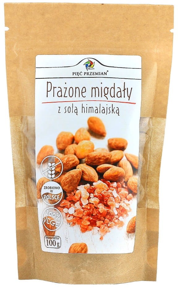 Prażone Migdały z Solą Himalajską bezglutenowe 100g - Pięć Przemian