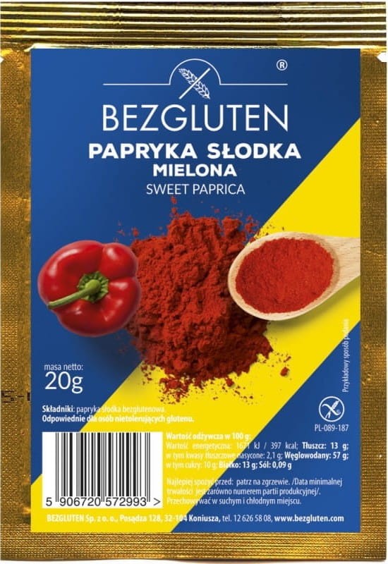 Papryka Mielona Słodka bezglutenowa 20g - Bezgluten