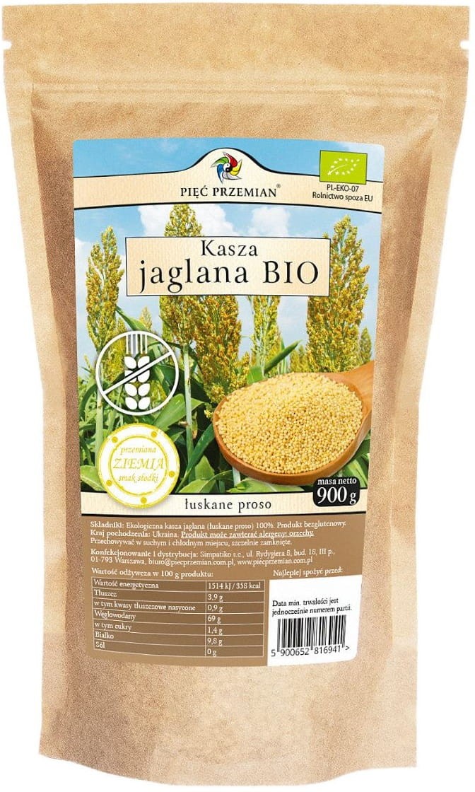 Kasza Jaglana bezglutenowa BIO 900g - Pięć Przemian