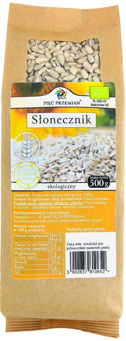 Słonecznik bezglutenowy BIO 500g - Pięć Przemian