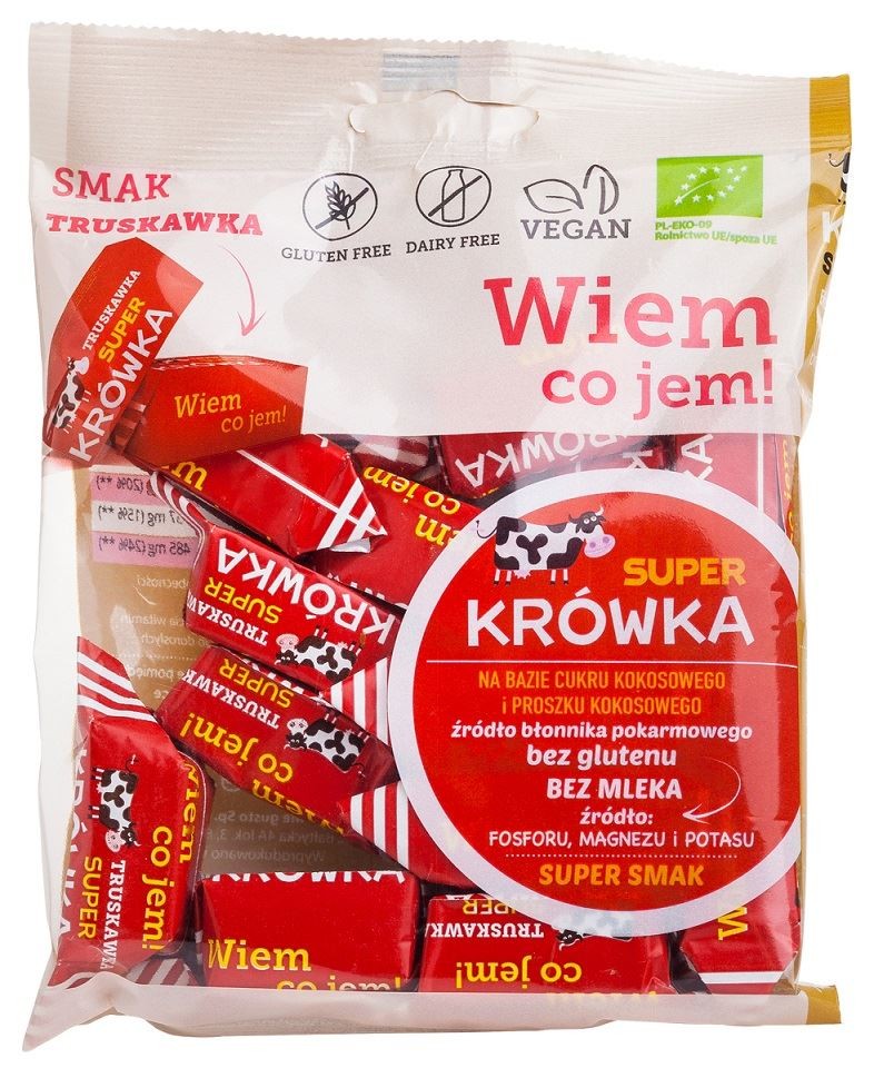 Krówki Truskawkowe bezmleczne bezglutenowe BIO 150g - Super Krówka