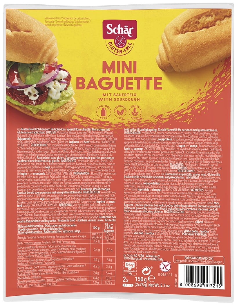 Bagietki Mini do Zapiekania Mini Baguette bezglutenowe 2 sztuki 150g - Schär