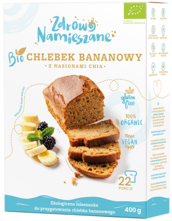 Mieszanka na Chlebek Bananowy z Nasionami Chia bezglutenowa BIO 400g - Zdrowo Namieszane