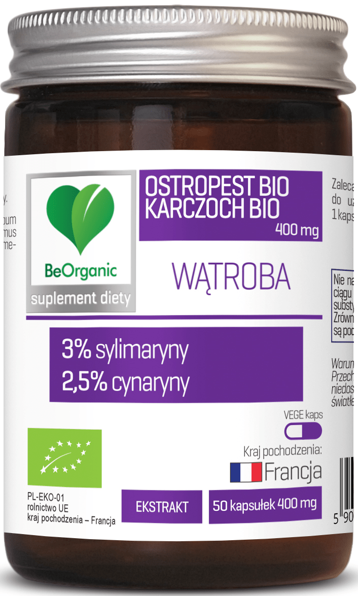 Ostropest i Karczoch Wątroba BIO 400mg 50 Kapsułek - BeOrganic