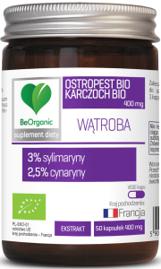 Ostropest i Karczoch Wątroba Suplement Diety BIO 400mg 50 Kapsułek - BeOrganic