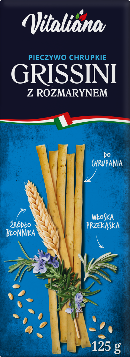 Paluszki Grissini z Rozmarynem 125g - Vitaliana