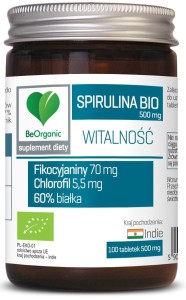 Spirulina Suplement Diety BIO 500mg 100 Tabletek - BeOrganic