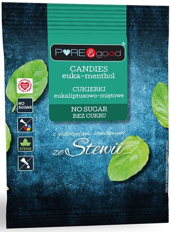 Cukierki Landynki Eukaliptusowo Miętowe bez dodatku cukru 50g - Pure and Good