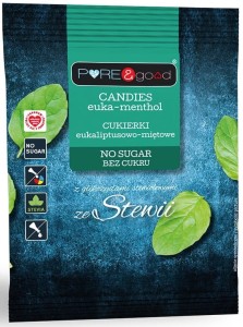 Cukierki Landrynki Eukaliptusowo Miętowe bez dodatku cukru 50g - Pure and Good