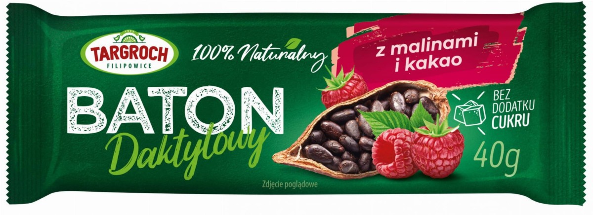 Baton Daktylowy z Malinami i Kakao 40g - Targroch