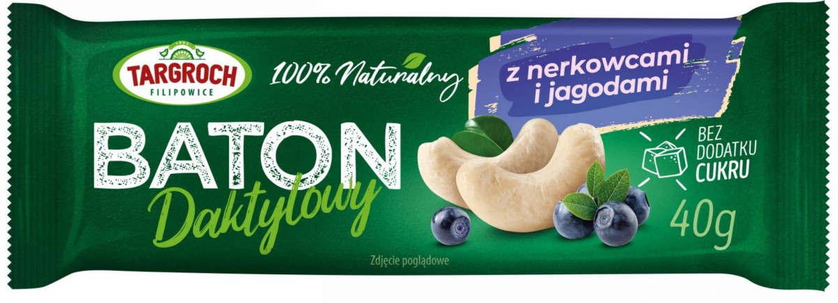Baton Daktylowy z Nerkowcem i Jagodą 40g - Targroch