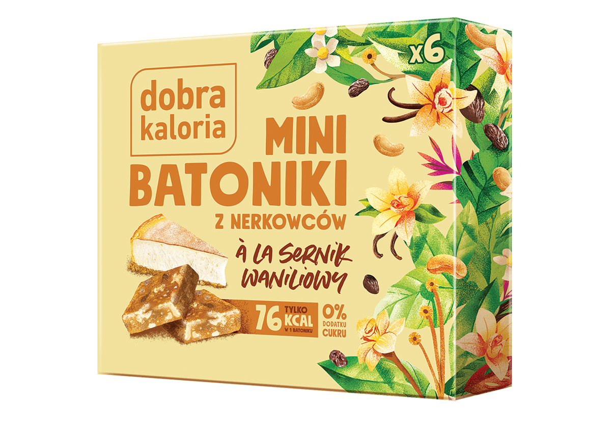 Mini Batoniki z Nerkowców a'la Sernik Waniliowy 6 sztuk 102g - Dobra Kaloria