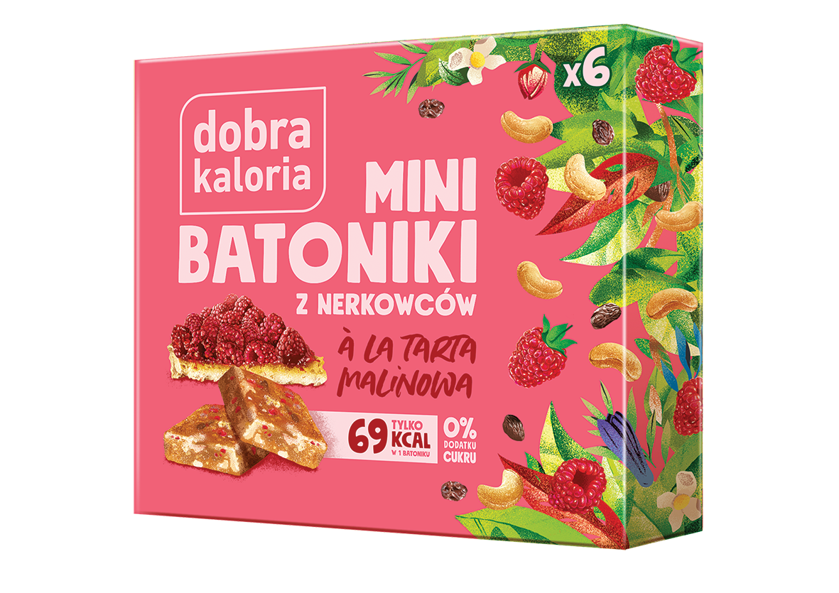 Mini Batoniki z Nerkowców a'la Tarta Malinowa 6 sztuk 102g - Dobra Kaloria
