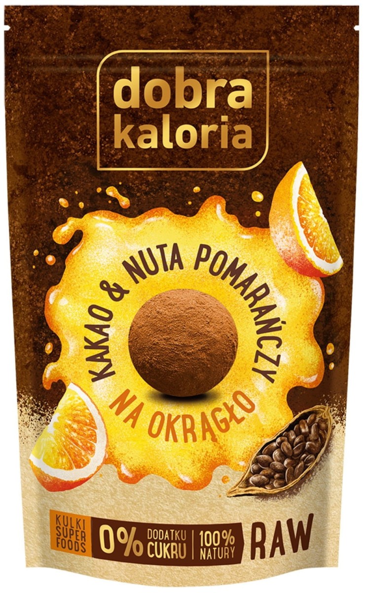 Kulki Mocy na Okrągło Kakao i Nuta Pomarańczy bez dodatku cukru 65g - Dobra Kaloria