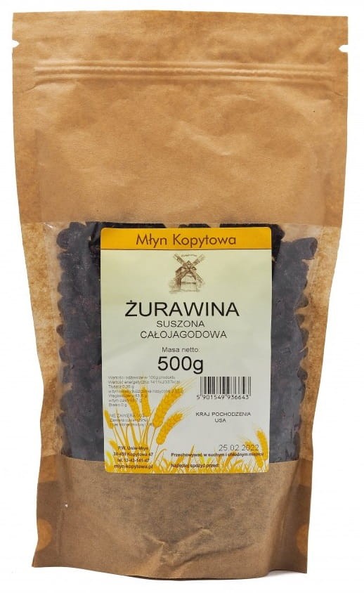 Żurawina Suszona Całojagodowa 500g - Młyn Kopytowa