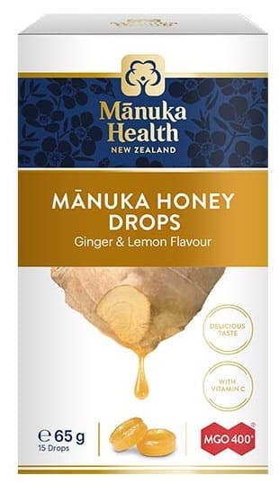 Cukierki z Miodem Manuka MGO 400+ i Witaminą C o Smaku Imbirowo Cytrynowym 15 sztuk 65g - Manuka Health