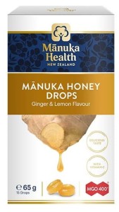 Cukierki z Miodem Manuka MGO 400+ i Witaminą C o Smaku Imbirowo Cytrynowym 15 sztuk 65g - Manuka Health