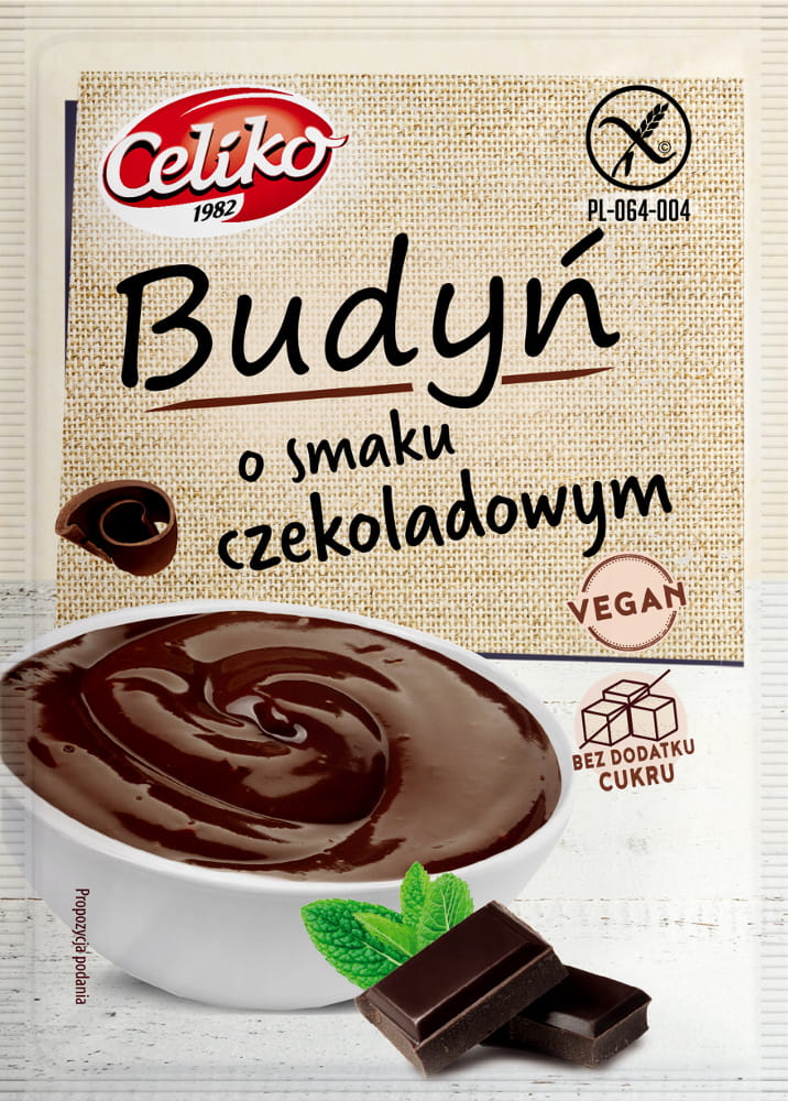 Budyń Czekoladowy bez dodatku cukru bezglutenowy 40g - Celiko