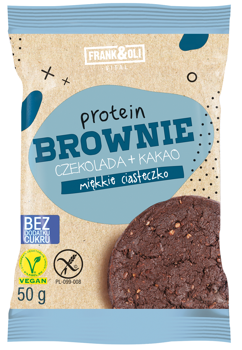 Ciastko Brownie Proteinowe Czekolada Kakao Wegańskie bezglutenowe bez dodatku cukrów 50g - Frank&amp;Oli