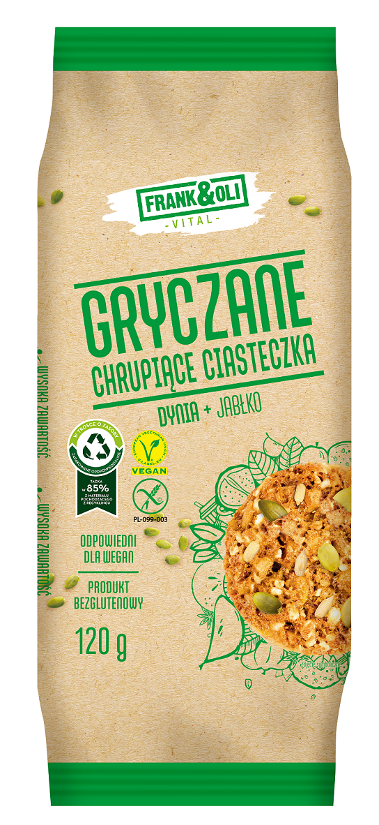 Ciastka Gryczane z Dynią i Jabłkiem Wegańskie bezglutenowe 120g - Frank&amp;Oli